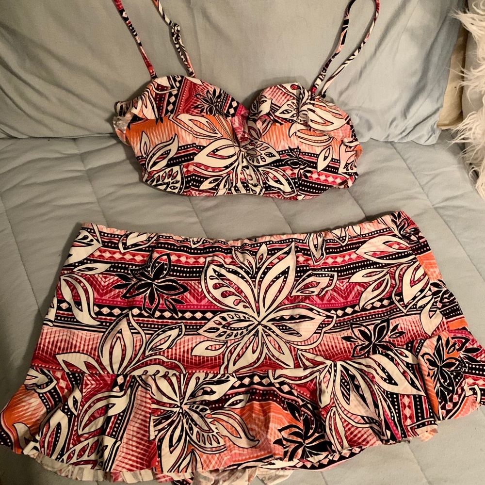 Captiva Pink Floral Bikini with Skirt Bottom
